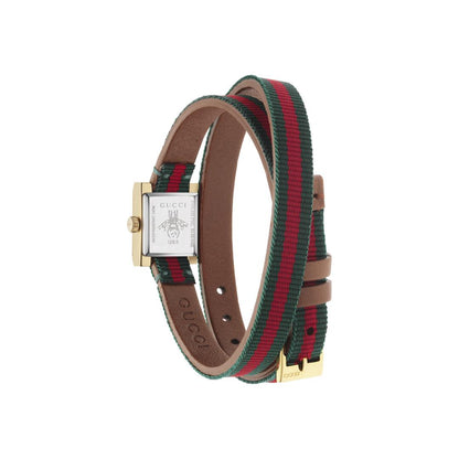 Gucci G-Frame Multi-Colour Dial PVD Gold Plated Womens Quartz Watch YA128527