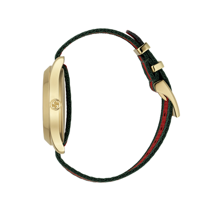 Gucci G-Timeless Bee Fabric Dial PVD Gold Plated Unisex Quartz Watch YA126487B