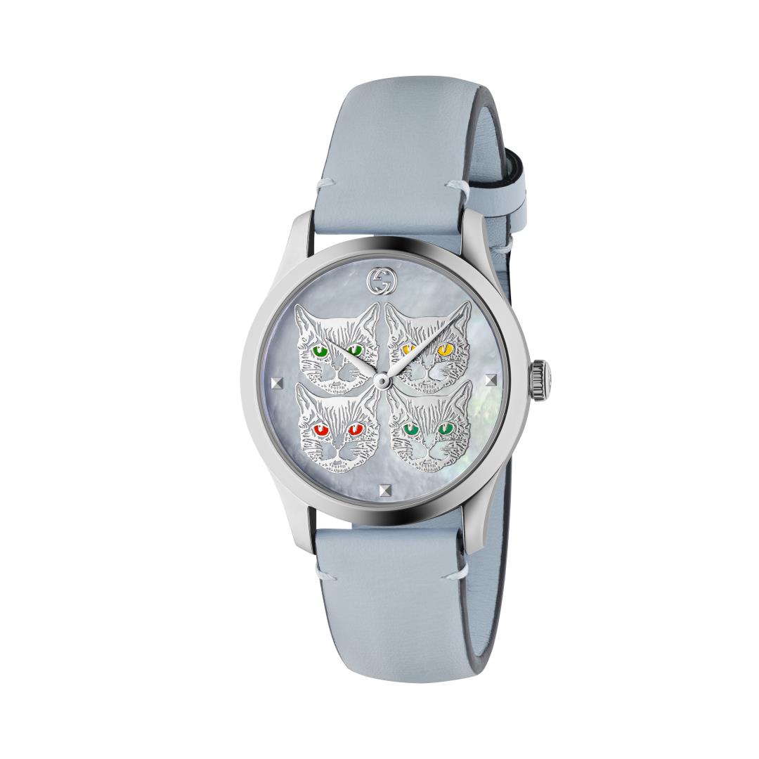 Gucci G-Timeless Contemporary Feline Dial Stainless Steel Unisex Quartz Watch YA1264124