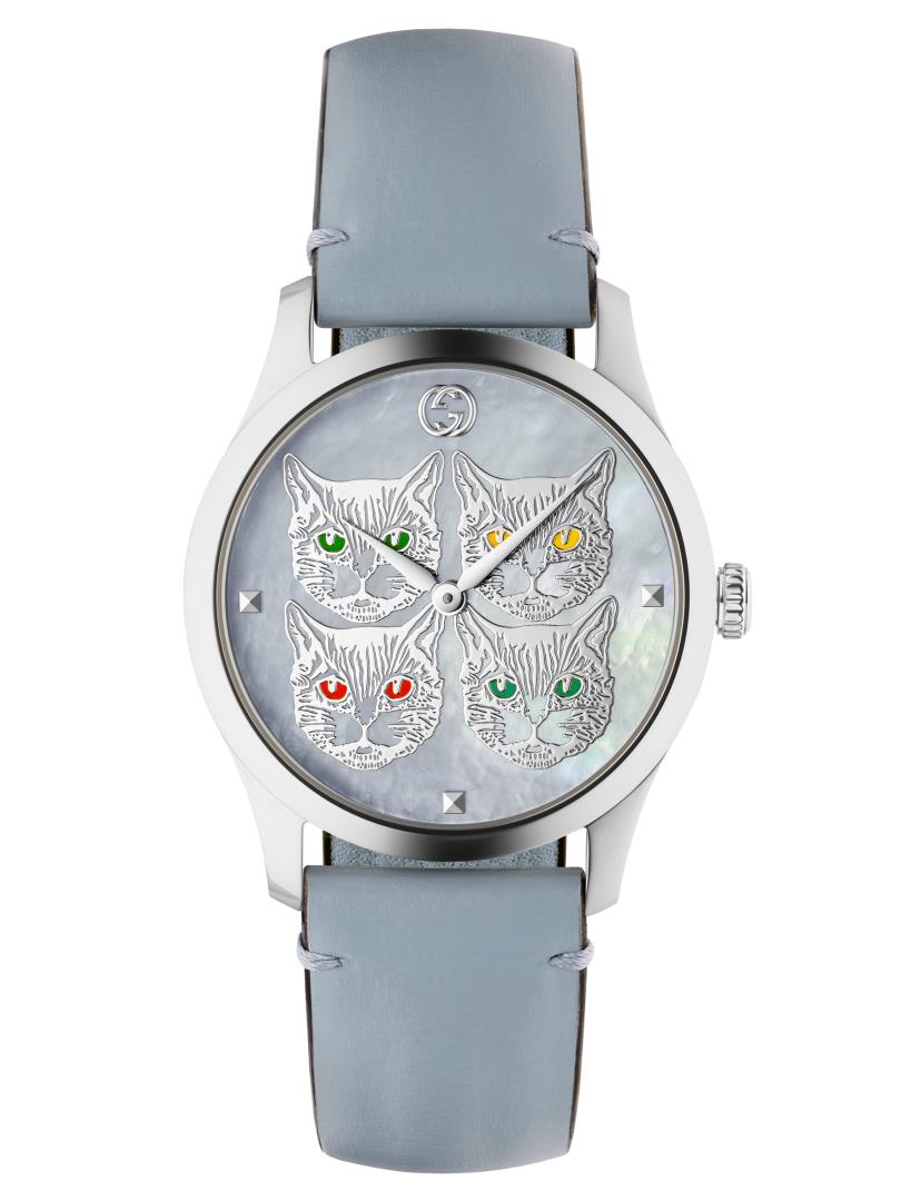 Gucci G-Timeless Contemporary Feline Dial Stainless Steel Unisex Quartz Watch YA1264124