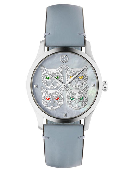 Gucci G-Timeless Contemporary Feline Dial Stainless Steel Unisex Quartz Watch YA1264124
