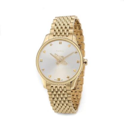 Gucci G-Timeless Silver Dial Slim Bee PVD Gold Plated Unisex Quartz Watch YA1264155