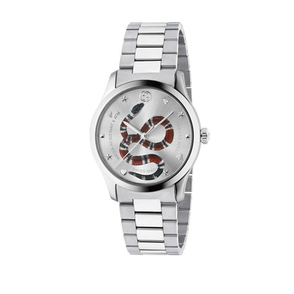 Gucci G-Timeless Snake Silver Dial Stainless Steel Unisex Quartz Watch YA1264076