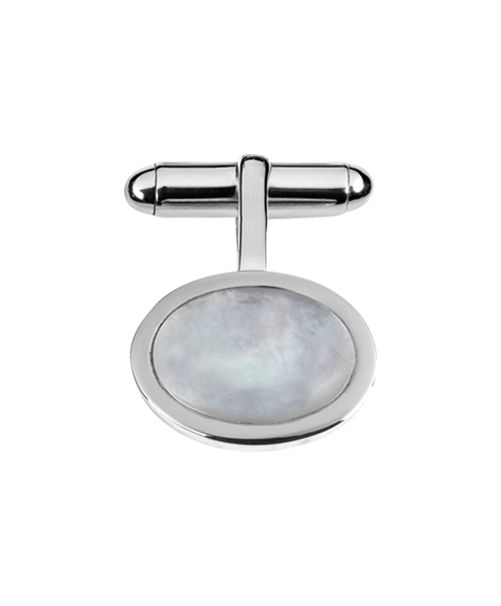 Sterling Silver & Mother of Pearl Classic Oval T-Bar Cufflinks