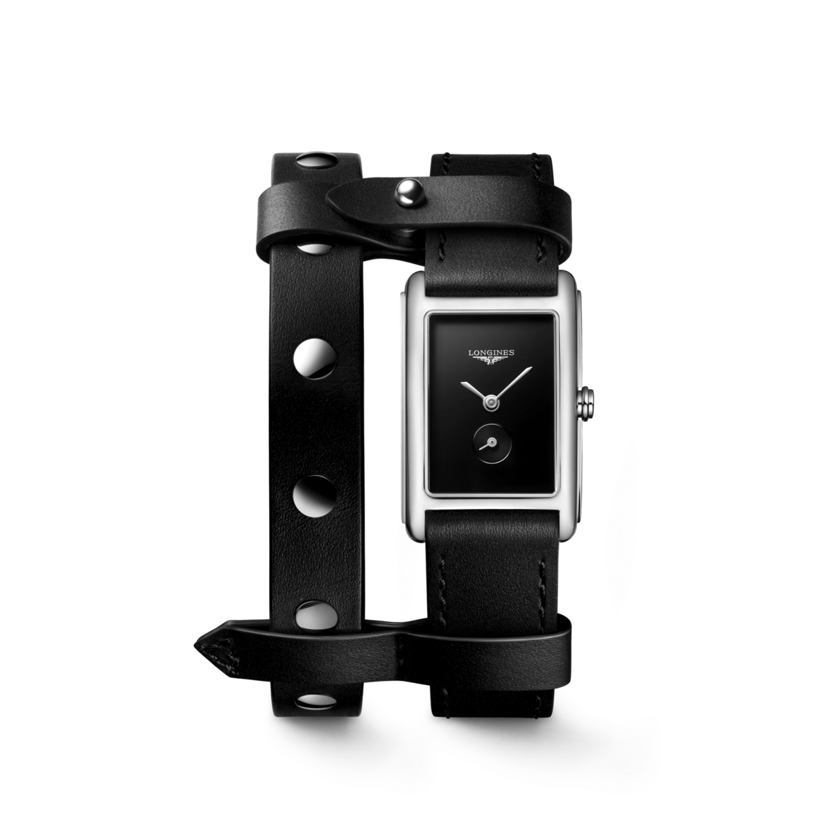 Longines DolceVita X YVY Double Strap Black Dial Stainless Steel Womens Quartz Watch L52554592
