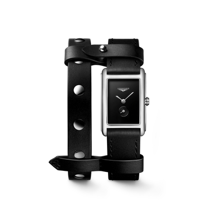 Longines DolceVita X YVY Double Strap Black Dial Stainless Steel Womens Quartz Watch L52554592