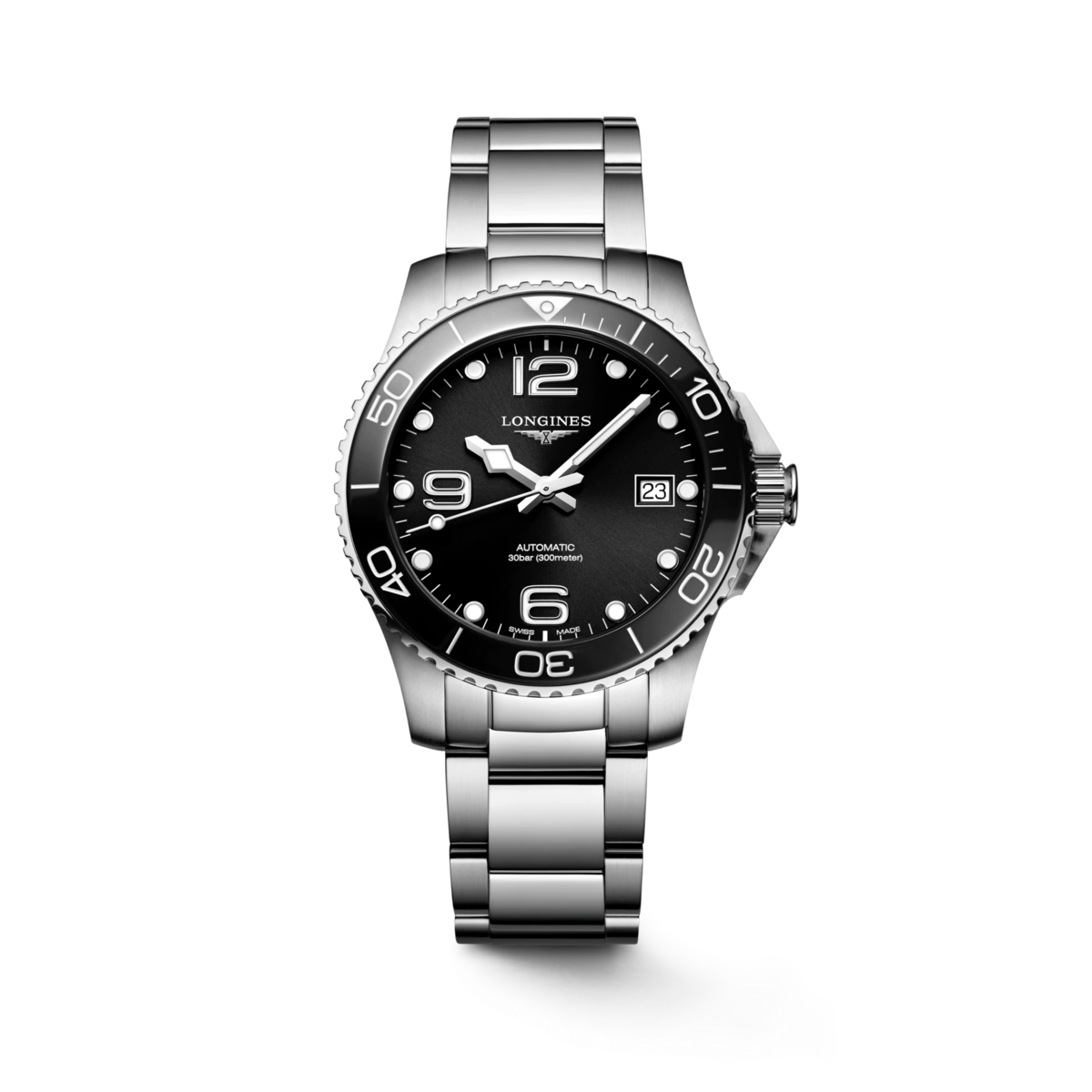 Longines HydroConquest Black Dial Stainless Steel Mens Watch L37804566