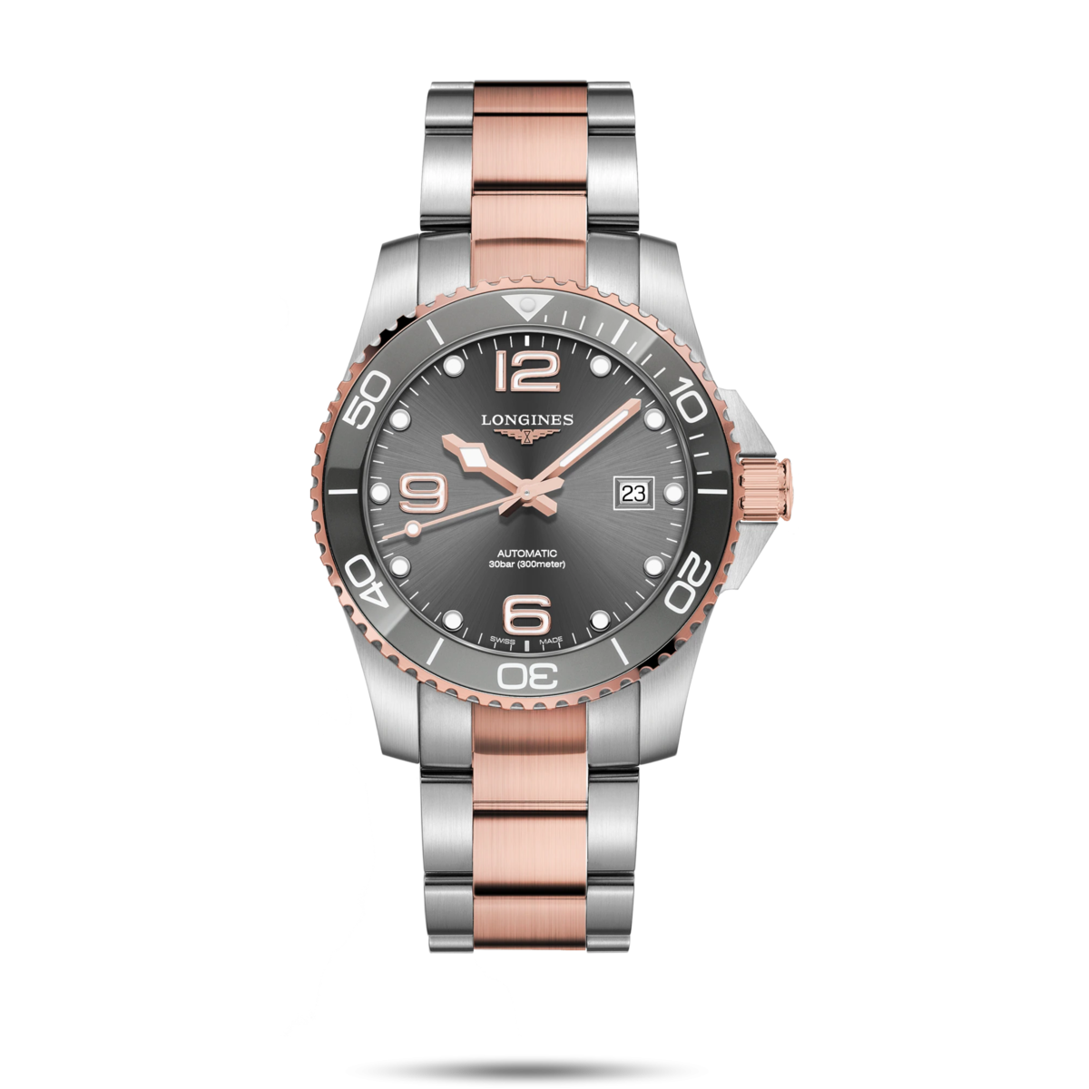 Longines HydroConquest Grey Dial Two Tone Mens Watch L37813787