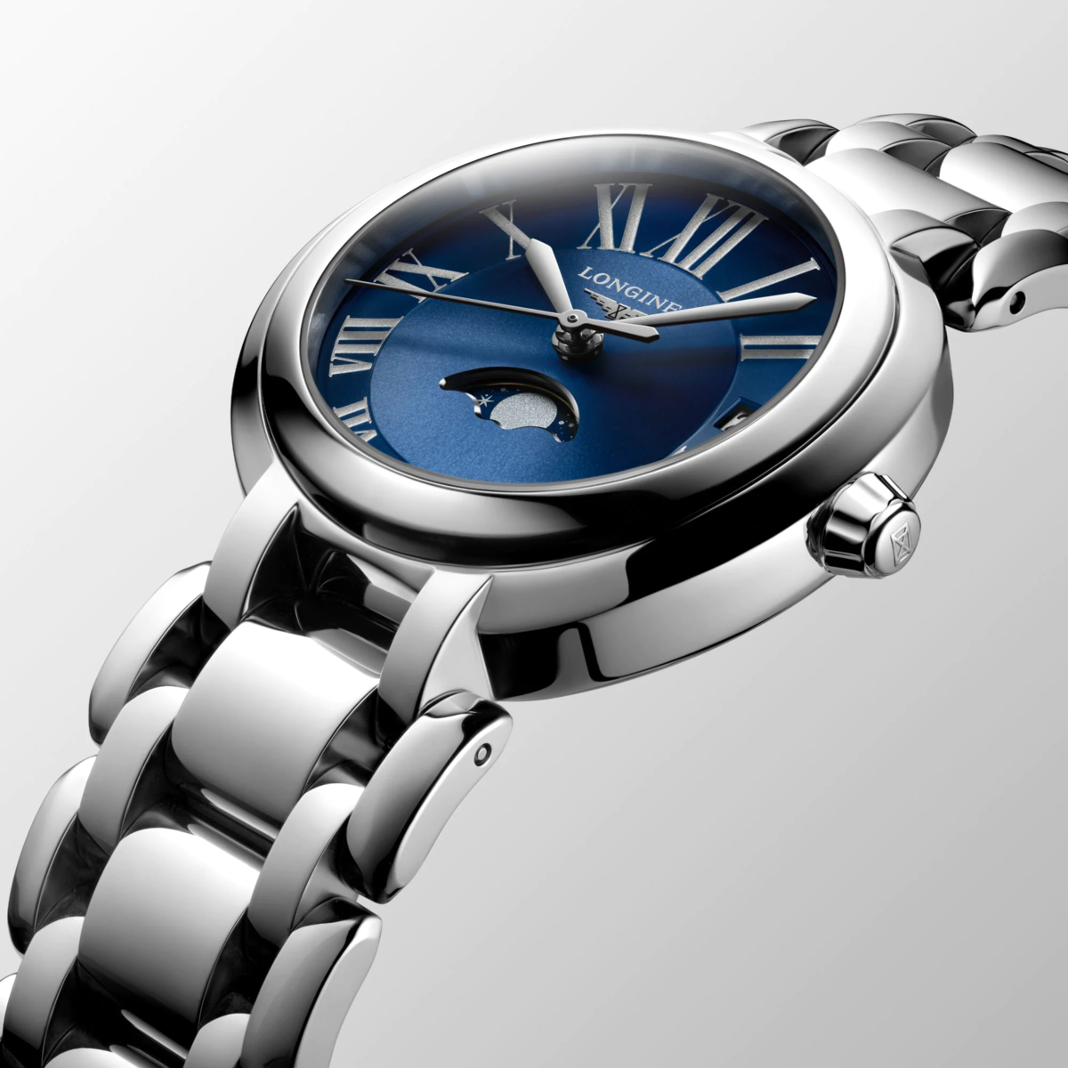 Longines PrimaLuna Blue Dial Stainless Steel Womens Quartz Watch L81154916