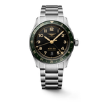 Longines Spirit Zulu Time Anthracite Dial/Green Bezel Stainless Steel Mens GMT Watch 42mm L38124636