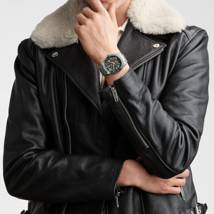 Longines Spirit Zulu Time Anthracite Dial/Green Bezel Stainless Steel Mens GMT Watch 42mm L38124636