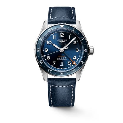 Longines Spirit Zulu Time Blue Dial Stainless Steel Mens GMT Watch 42mm L38124932