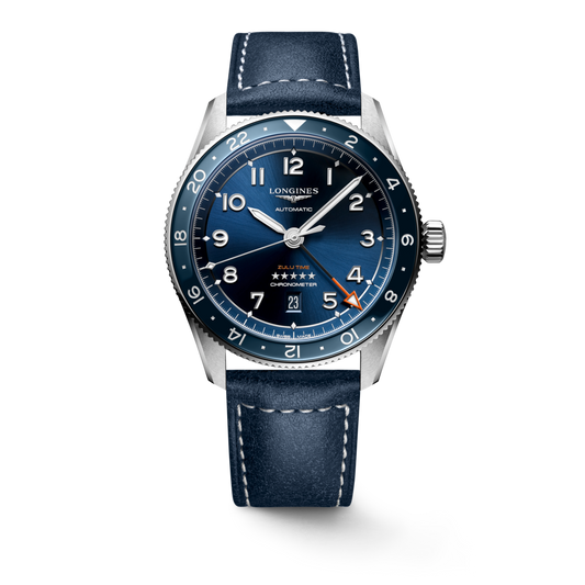 Longines Spirit Zulu Time Blue Dial Stainless Steel Mens GMT Watch 42mm L38124932