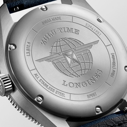 Longines Spirit Zulu Time Blue Dial Stainless Steel Mens GMT Watch 42mm L38124932