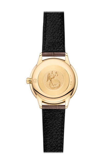 Omega De Ville Prestige Mother of Pearl Diamond Set Dial 18ct Gold Womens Quartz Watch 27.5mm 43453286055002 