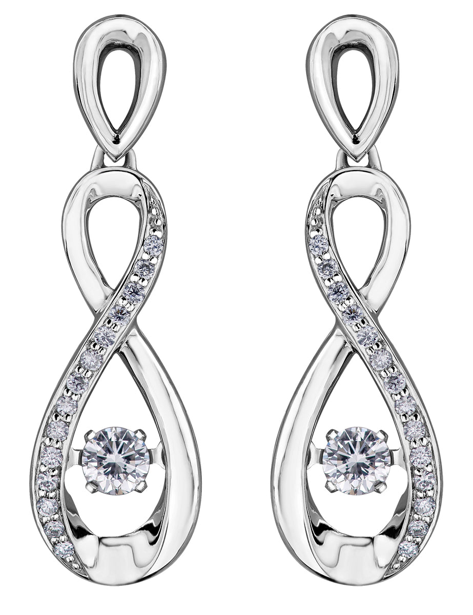 9ct Canadian White Gold Pulse Diamond Set Infinity Earrings E3173W/27-10