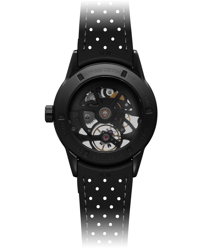 Raymond Weil Freelancer RW1212 Black Skeleton Dial Black PVD Stainless steel Case Rubber Strap Mens Watch 2785-BKR-20000