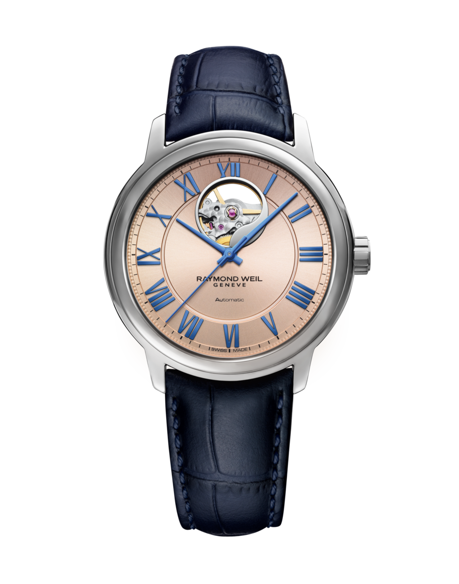 Raymond Weil Maestro Salmon Pink Copper Dial Stainless Steel Mens Calibre RW4200 Watch 2227-STC-00808