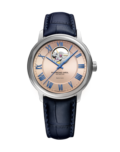 Raymond Weil Maestro Salmon Pink Copper Dial Stainless Steel Mens Calibre RW4200 Watch 2227-STC-00808