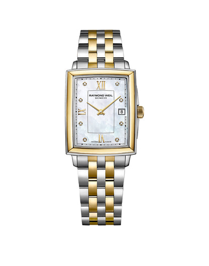 Raymond Weil Toccata Mother of Pearl Diamond Set Dial Rectangular Two Tone Womens Quartz Watch 5925-STP-00995