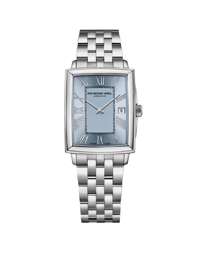 Raymond Weil Toccata Sky Blue Dial Rectangular Stainless Steel Womens Quartz Watch 5925-ST-00550