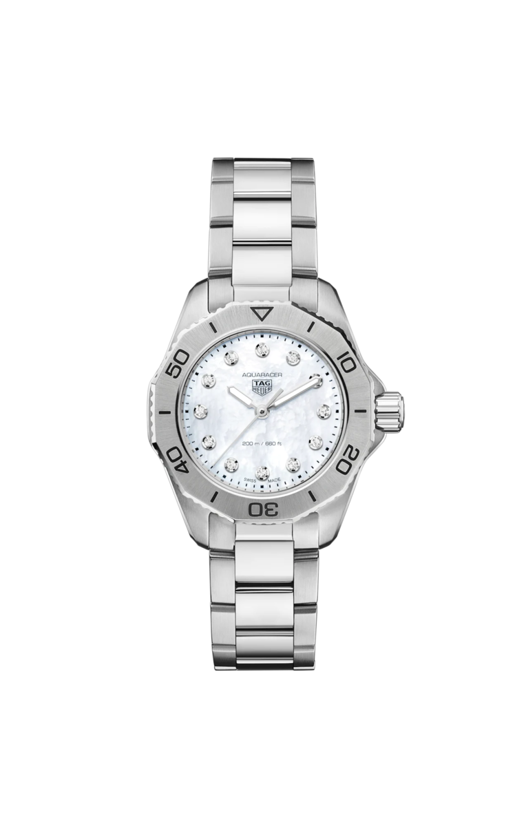 TAG Heuer Aquaracer Professional 200 Mother of Pearl Diamond Set Dial Stainless Steel Womens Quartz Watch WBP1416.BA0622