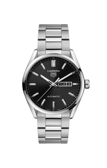 TAG Heuer Carrera Calibre 5 Black Dial Day-Date Stainless Steel Mens Watch WBN2010.BA0640