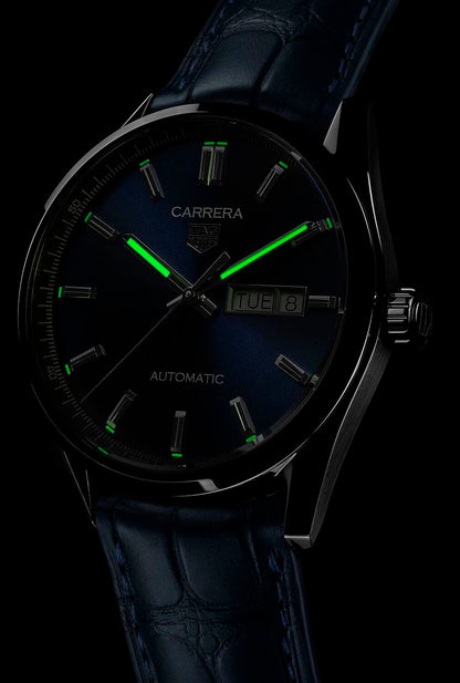 TAG Heuer Carrera Calibre 5 Blue Dial Day-Date Stainless Steel Mens Watch WBN2012.FC6502