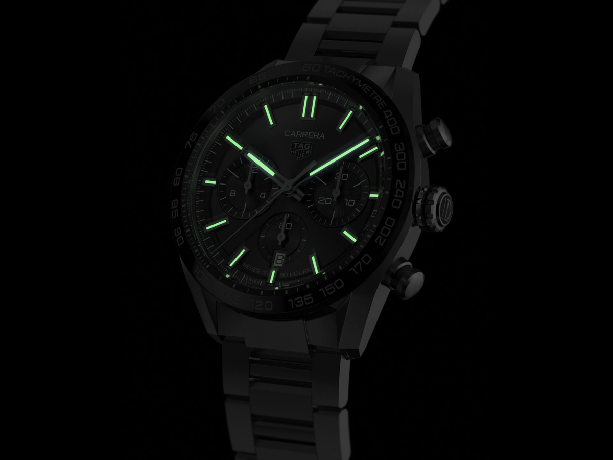 TAG Heuer Carrera Calibre HEUER 02 Black Dial Stainless Steel Mens Chronograph Watch CBN2A1B.BA0643