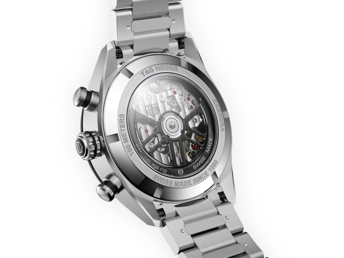 TAG Heuer Carrera Calibre HEUER 02 Black Dial Stainless Steel Mens Chronograph Watch CBN2A1B.BA0643