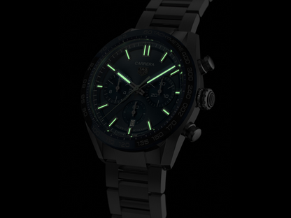 TAG Heuer Carrera Calibre HEUER 02 Blue Dial Stainless Steel Mens Chronograph Watch CBN2A1A.BA0643