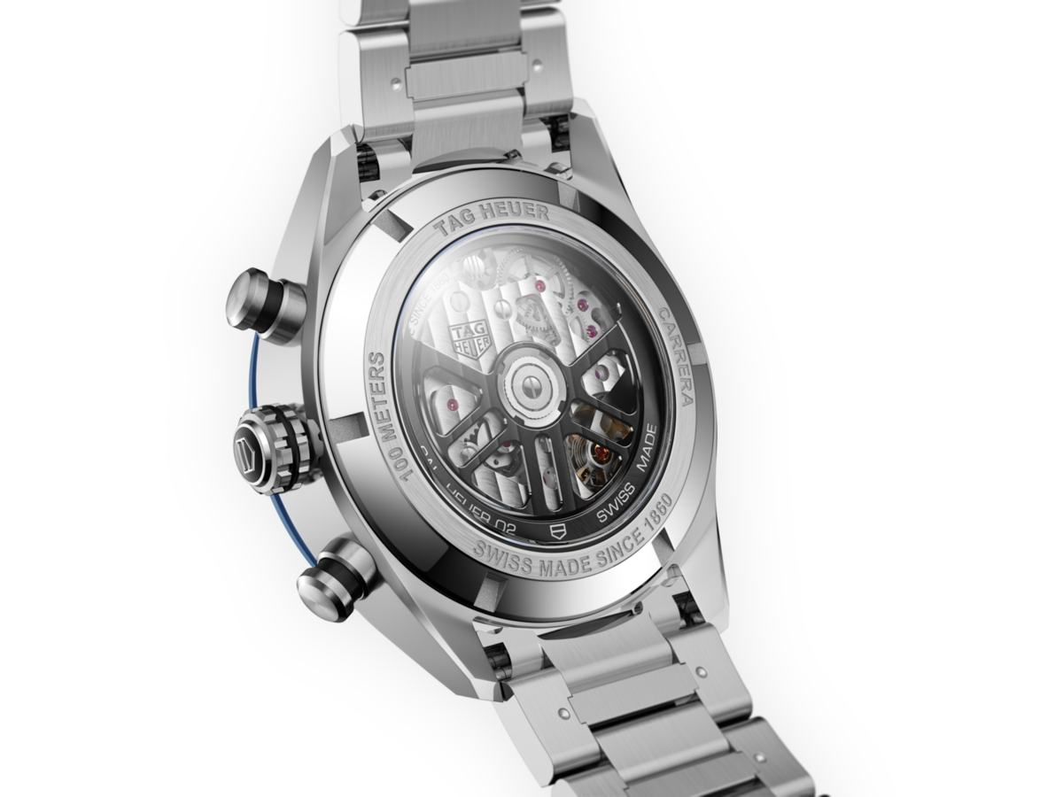 TAG Heuer Carrera Calibre HEUER 02 Blue Dial Stainless Steel Mens Chronograph Watch CBN2A1A.BA0643