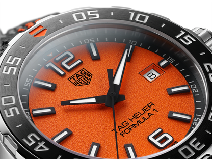 TAG Heuer Formula 1 Orange Dial Stainless Steel Mens Quartz Watch WAZ101A.FC8305