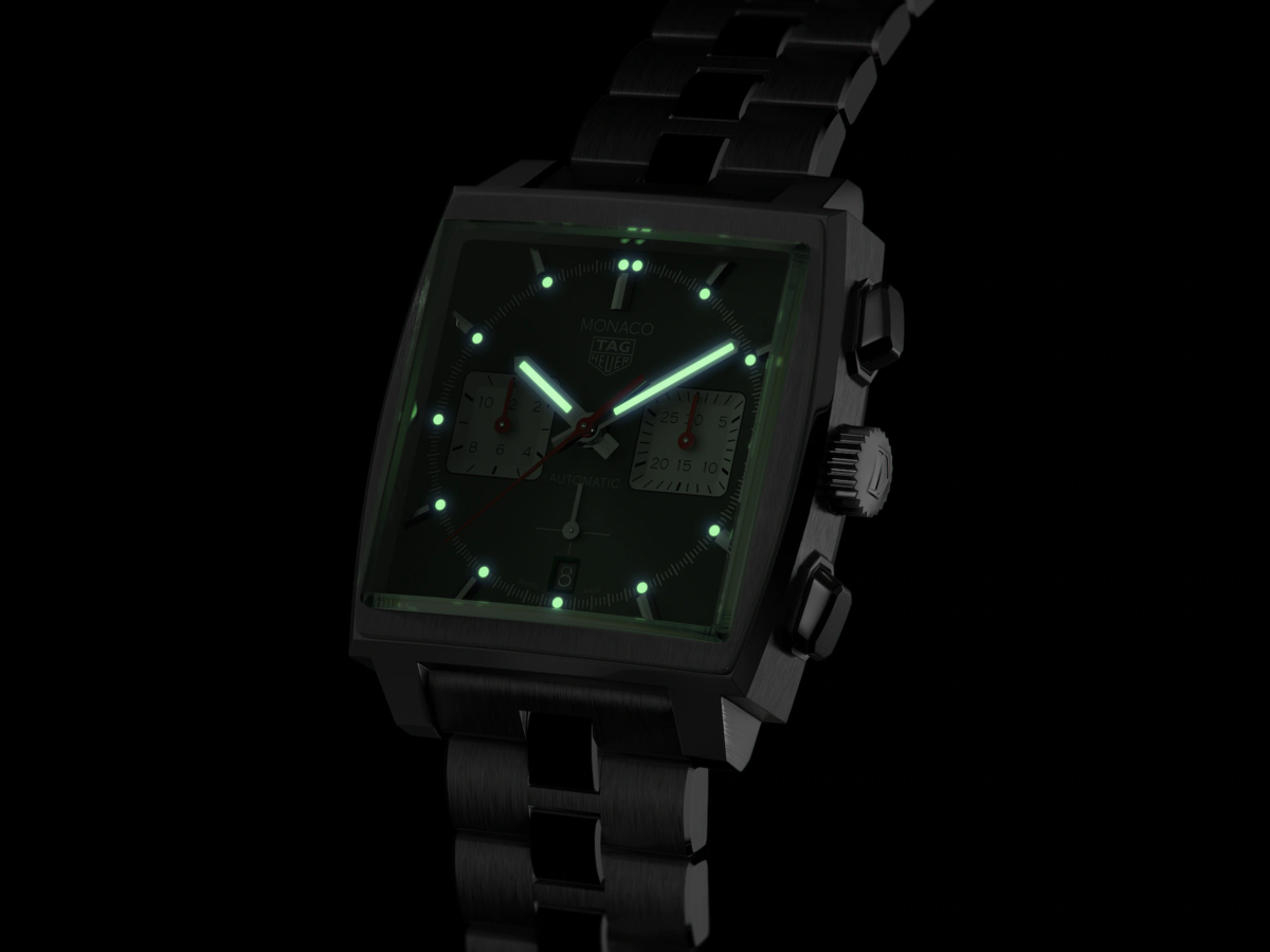 TAG Heuer Monaco Calibre Heuer 02 Black Dial Stainless Steel Mens Chronograph Watch CBL2113.BA0644