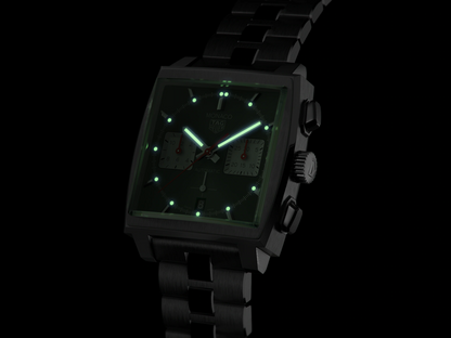 TAG Heuer Monaco Calibre Heuer 02 Black Dial Stainless Steel Mens Chronograph Watch CBL2113.BA0644