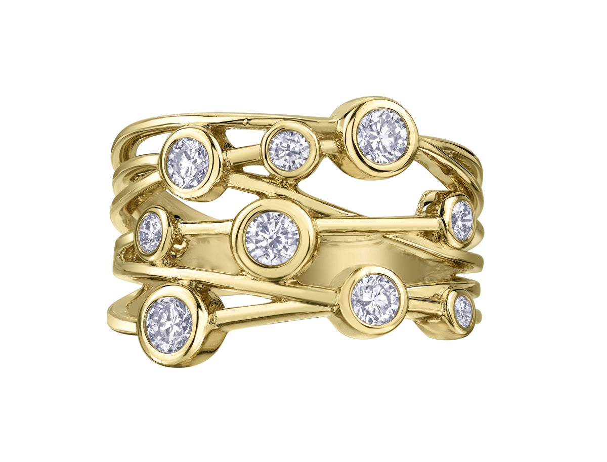 18ct Gold Diamond Set Bubble Dress Ring