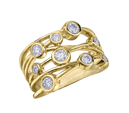 18ct Gold Diamond Set Bubble Dress Ring