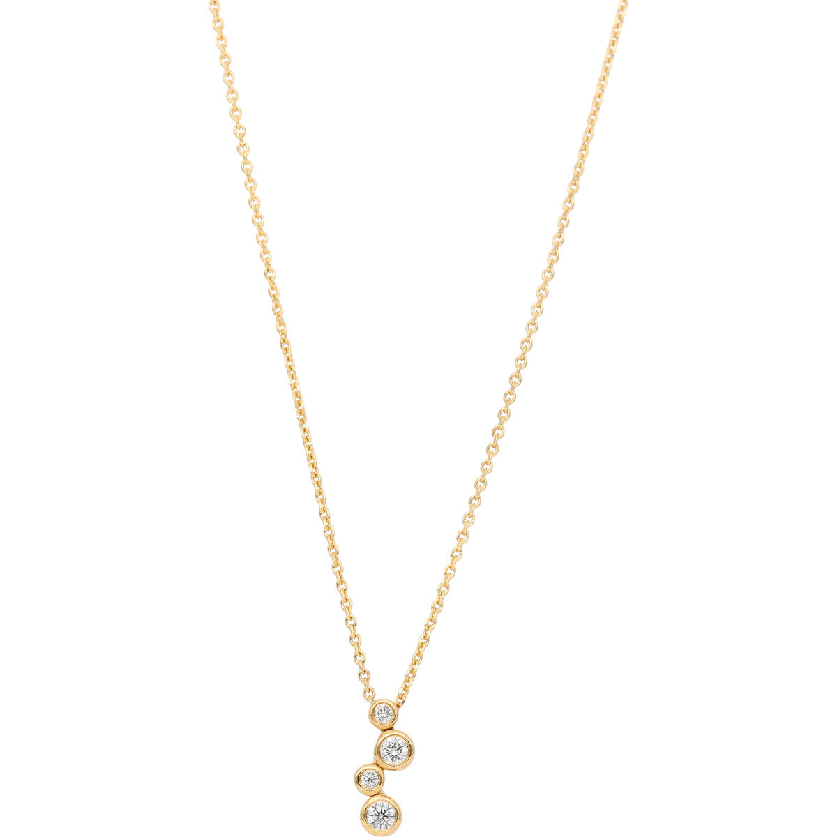 18ct Gold Four Stone Diamond Set Bubble Slider Pendant Necklace