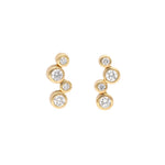18ct Gold Four Stone Diamond Set Bubble Stud Earrings