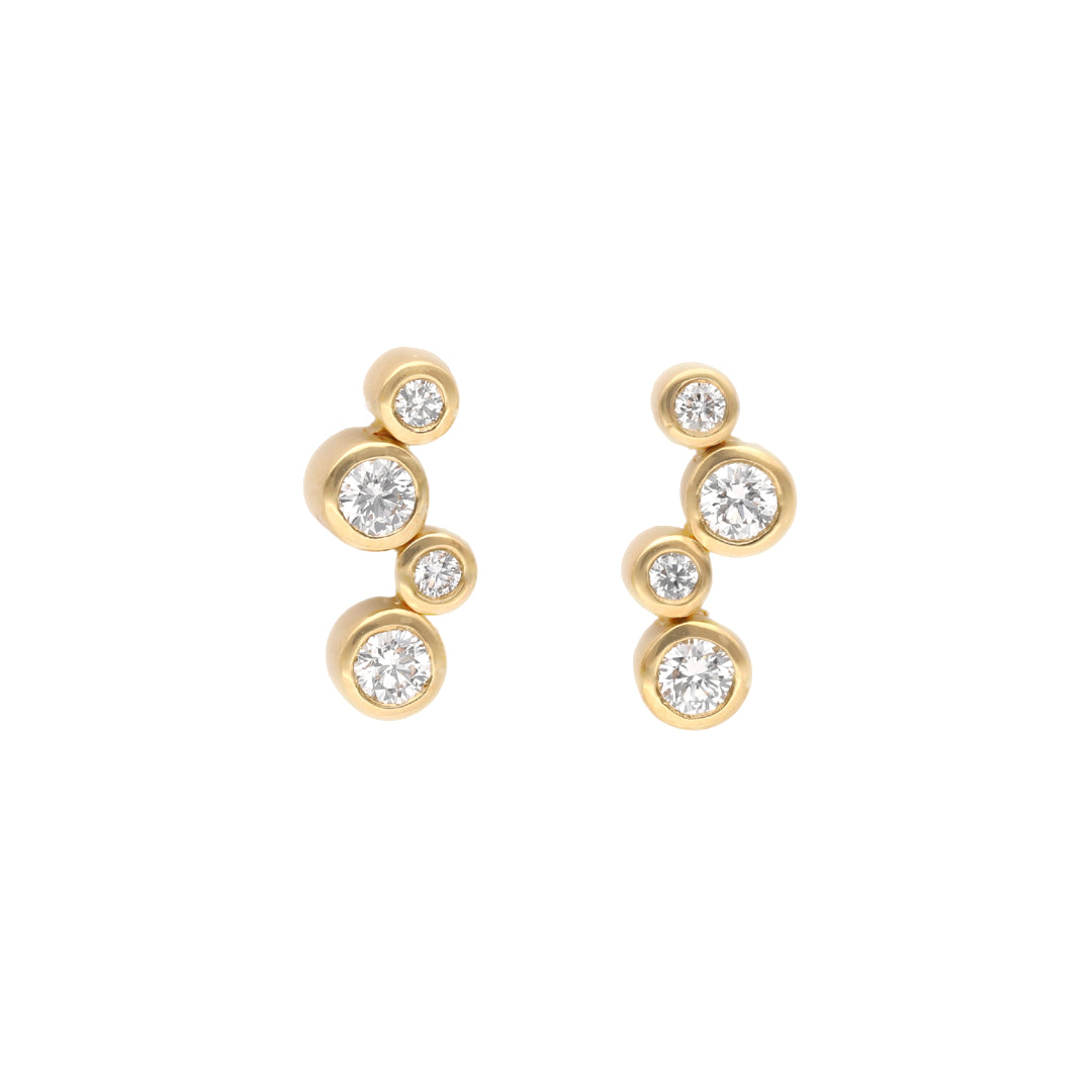 18ct Gold Four Stone Diamond Set Bubble Stud Earrings