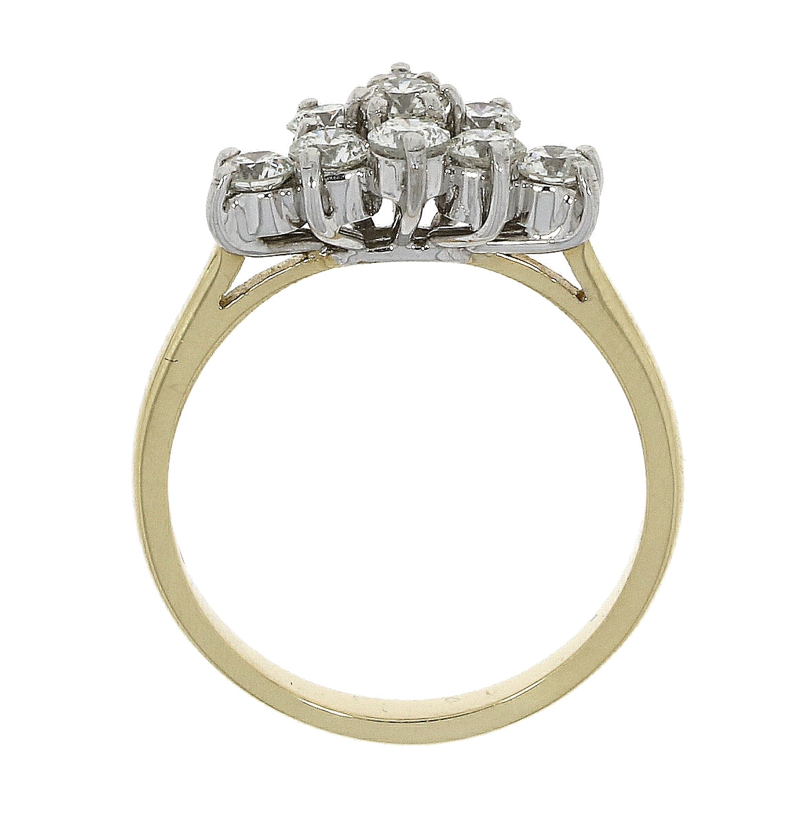 18ct Gold Nine Stone 0.90ct Diamond Set Cluster Ring