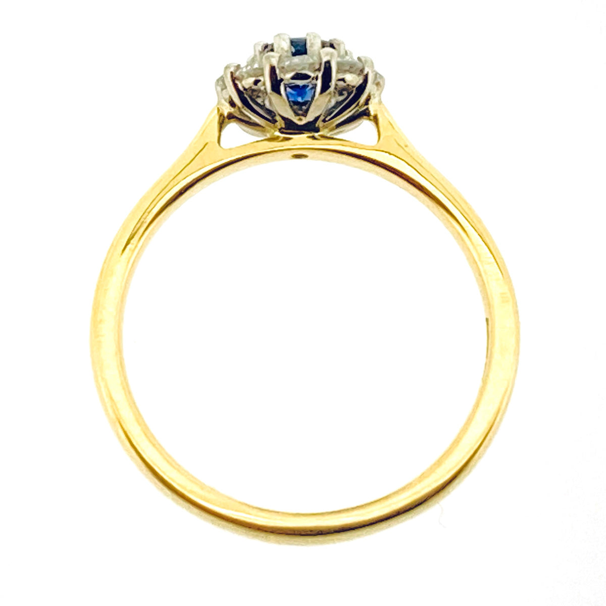 18ct Gold Oval Sapphire & Diamond Set Cluster Ring