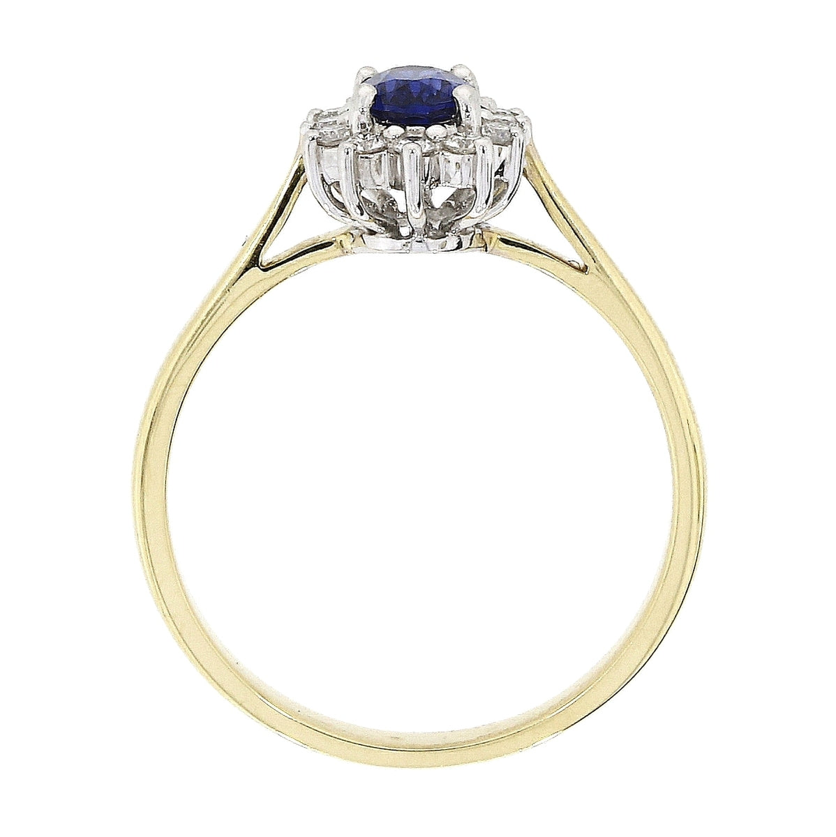 18ct Gold Oval Sapphire & Diamond Set Cluster Ring