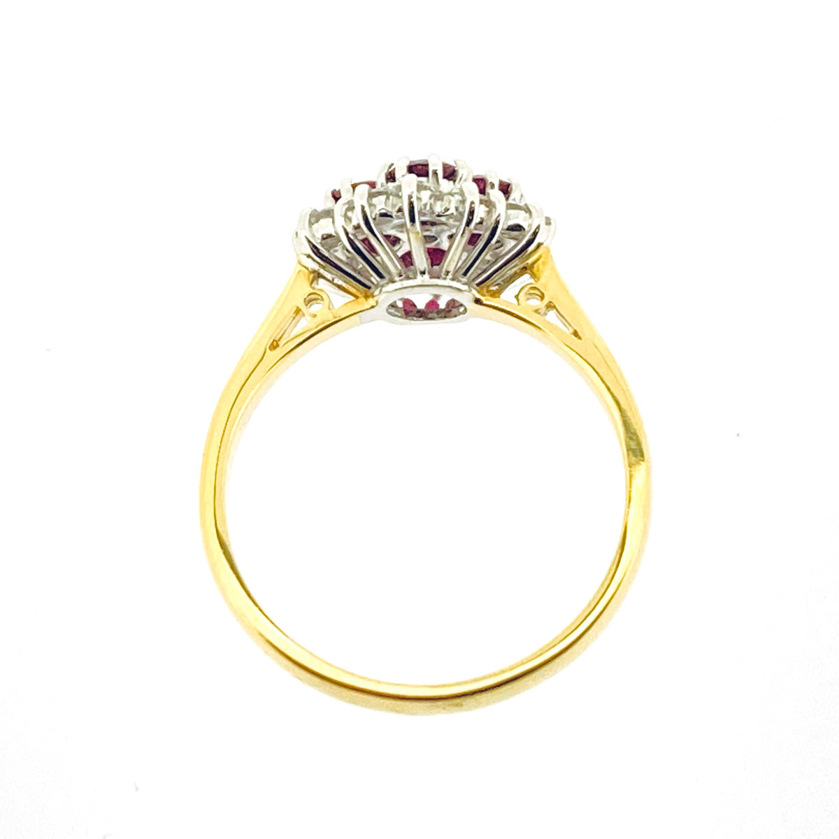 18ct Gold Ruby & Diamond Set Multi Cluster Ring