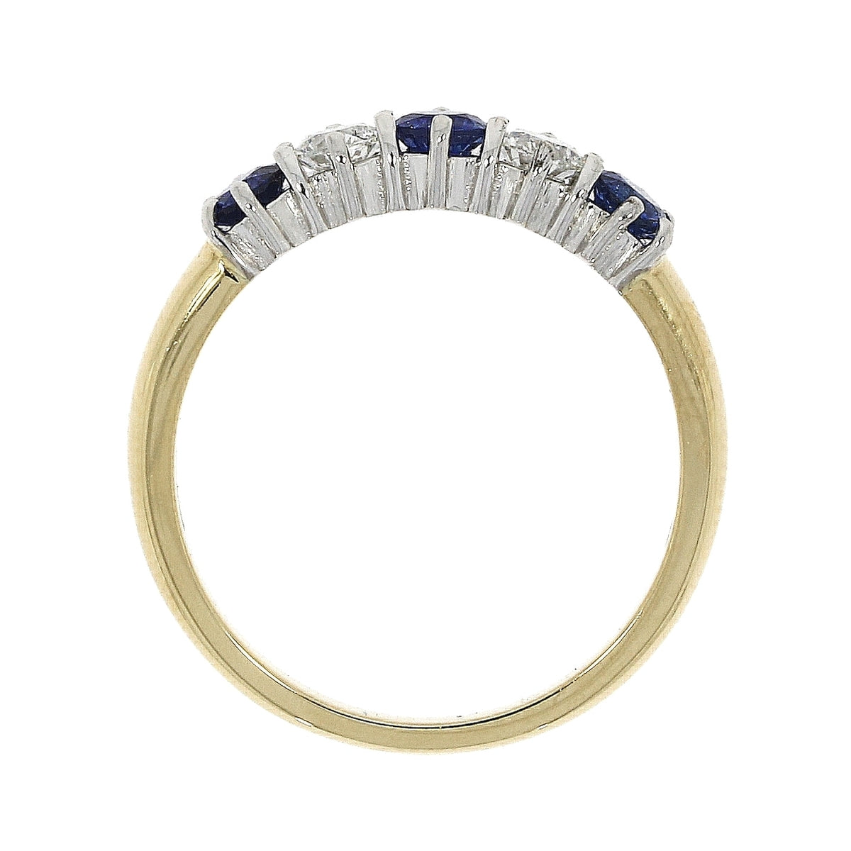 18ct Gold Sapphire & Diamond Set Five Stone Half Eternity Ring