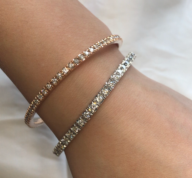 18ct White Gold 2.00ct Diamond Claw Set Flexible Expanding Line Tennis Bracelet
