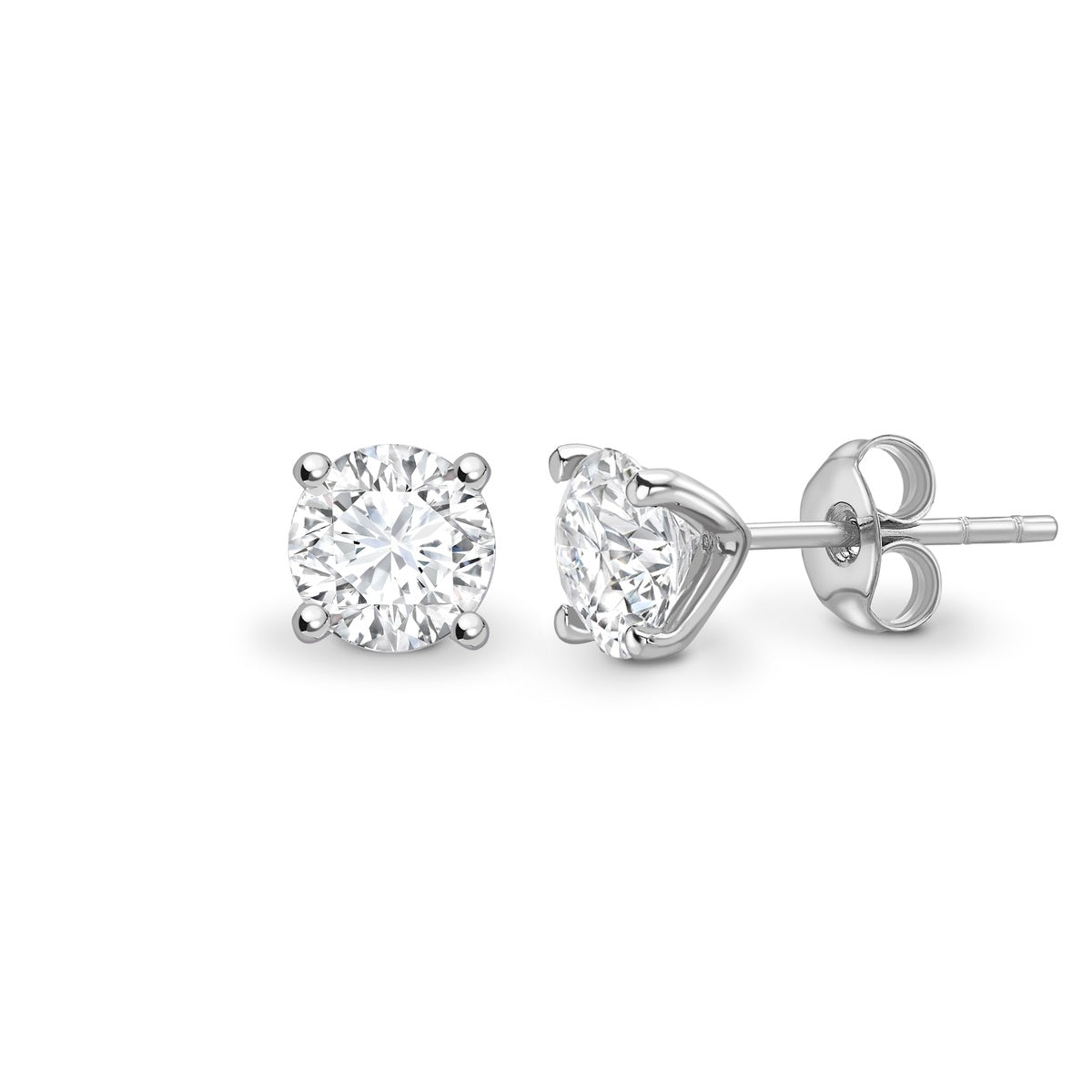 18ct White Gold 4 Claw Martini Setting 2.01ct Lab Grown Diamond Stud Earrings