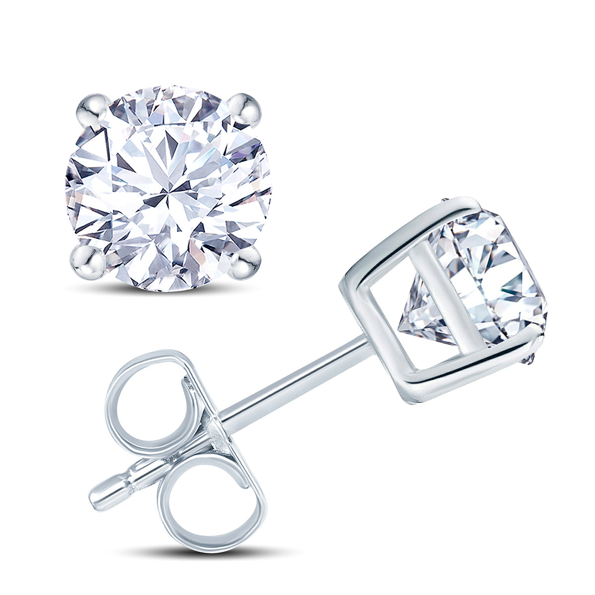 18ct White Gold 4 Claw Set 0.50ct Diamond Stud Earrings