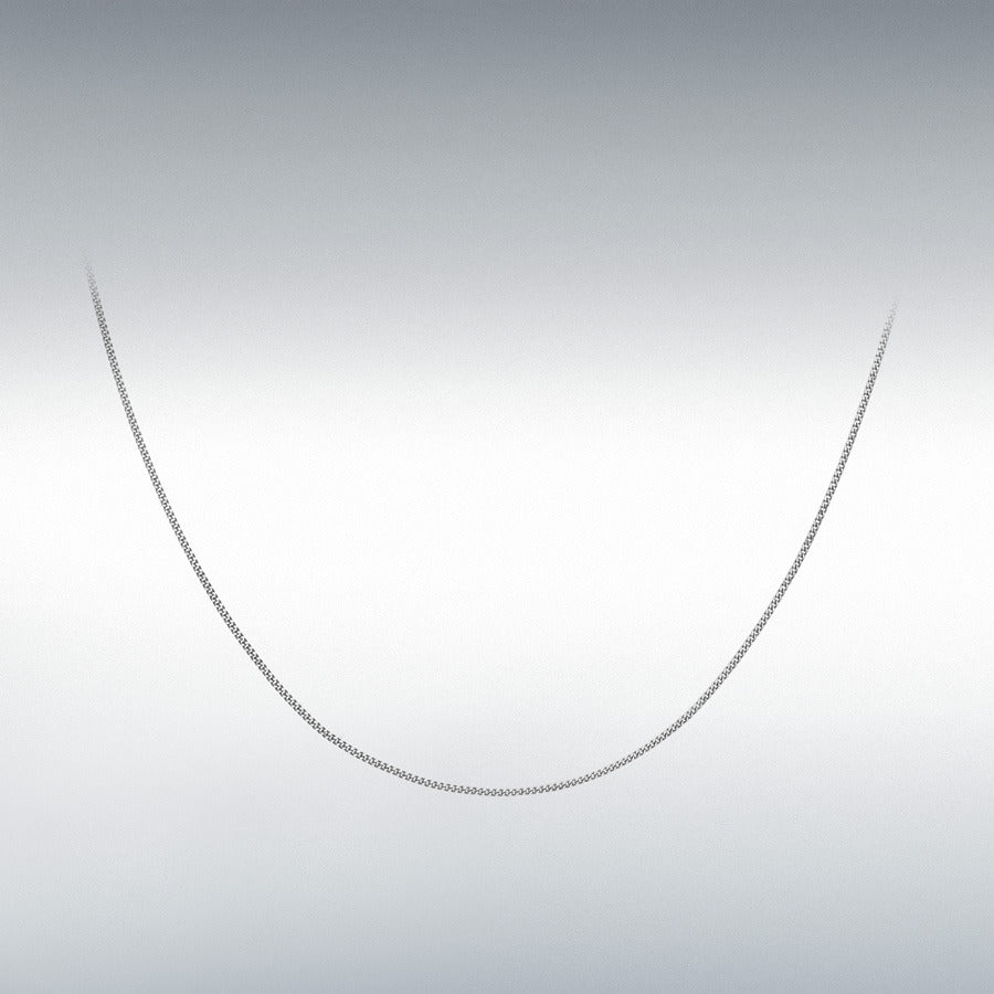 18ct White Gold Diamond Cut Curb Chain Link 18" Necklace