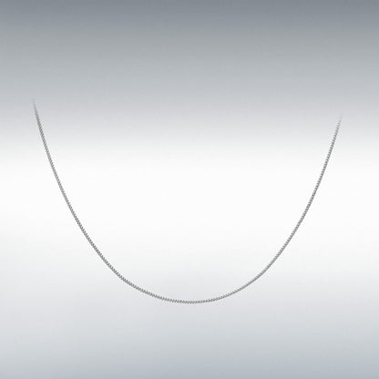 18ct White Gold Diamond Cut Curb Chain Link 18" Necklace
